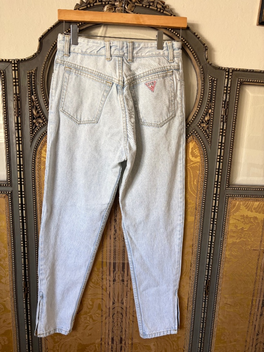 Vintage Georges Marciano for Guess Light Acid Wash Ankle Zip Tapered Jeans 29